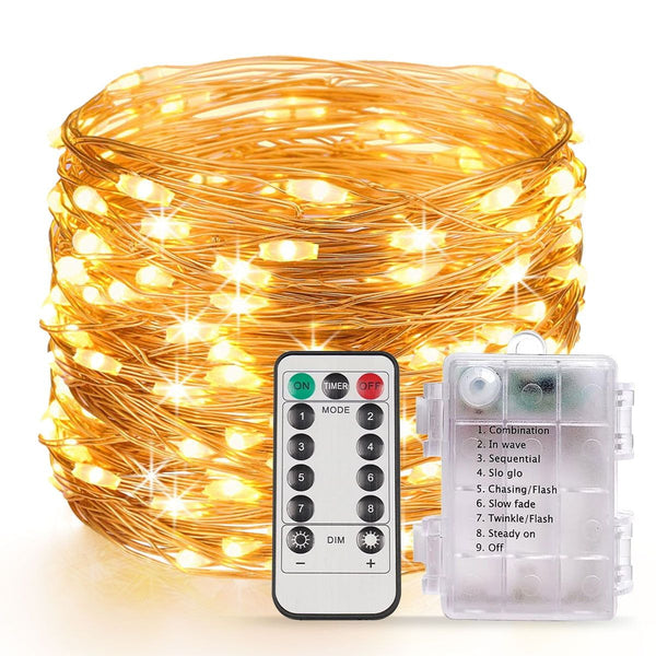 66 Feet 200 LED Fairy Lights with Remote Timer, Battery Operated Twinkle String Lights for Bedroom, Garden, Party, Christmas Indoor and Outdoor Decors Warm White EasyOptionXY LLC