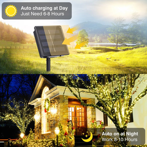 72 FT 200 LED Solar String Lights, Outdoor Solar Christmas Lights, Waterproof Solar Fairy Lights for Garden, Fence, Party Decorations, Warm White EasyOptionXY LLC