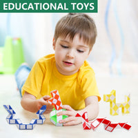 5 Pack 24 Fidget Snake Cube Twist Puzzles Toys, Fidget Sensory Toys Brain Teaser Games, Kids Stocking Stuffers Party Favors Supplies for Teens, Random Color EasyOptionXY LLC