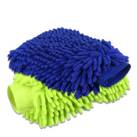 Car Wash Mitt 2 Pack, Microfiber Wash Mitt for Car Cleaning Mitts Tools, Chenille Scratch-Free Car Washing Gloves Waterproof Car Wash Kit Accessories (Blue + Green) EasyOptionXY LLC