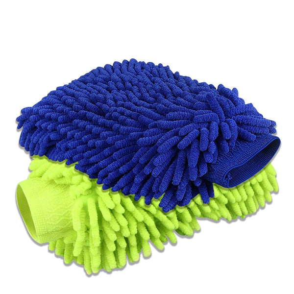 Car Wash Mitt 2 Pack, Microfiber Wash Mitt for Car Cleaning Mitts Tools, Chenille Scratch-Free Car Washing Gloves Waterproof Car Wash Kit Accessories (Blue + Green) EasyOptionXY LLC