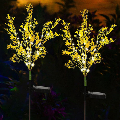 2 Pack Aritificial Canola Flowers Lights, Outdoor Solar Garden Lights Waterproof Decorative LED Solar Flower Lights for Patio Garden Yard Lawn EasyOptionXY LLC