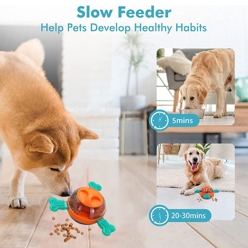 Dog Tumbler Toys, Interactive Dog Puzzle Toys for Small Medium Large Dogs, Leaky Dog Toys, Multifunctional Dog Frisbee Toys for Training, Dog Treat Chew Toy Pet Supplies, Orange & Blue EasyOptionXY LLC