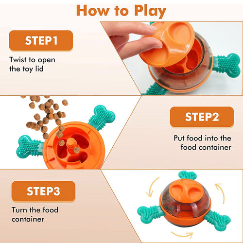Dog Tumbler Toys, Interactive Dog Puzzle Toys for Small Medium Large Dogs, Leaky Dog Toys, Multifunctional Dog Frisbee Toys for Training, Dog Treat Chew Toy Pet Supplies, Orange & Blue EasyOptionXY LLC