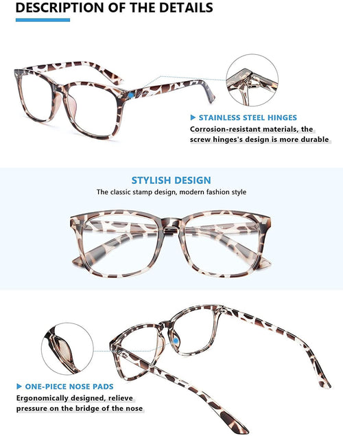 Blue Light Blocking Glasses, Computer Gaming Glasses for Women Men, Anti Eyestrain & UV Glasses, Leopard EasyOptionXY LLC
