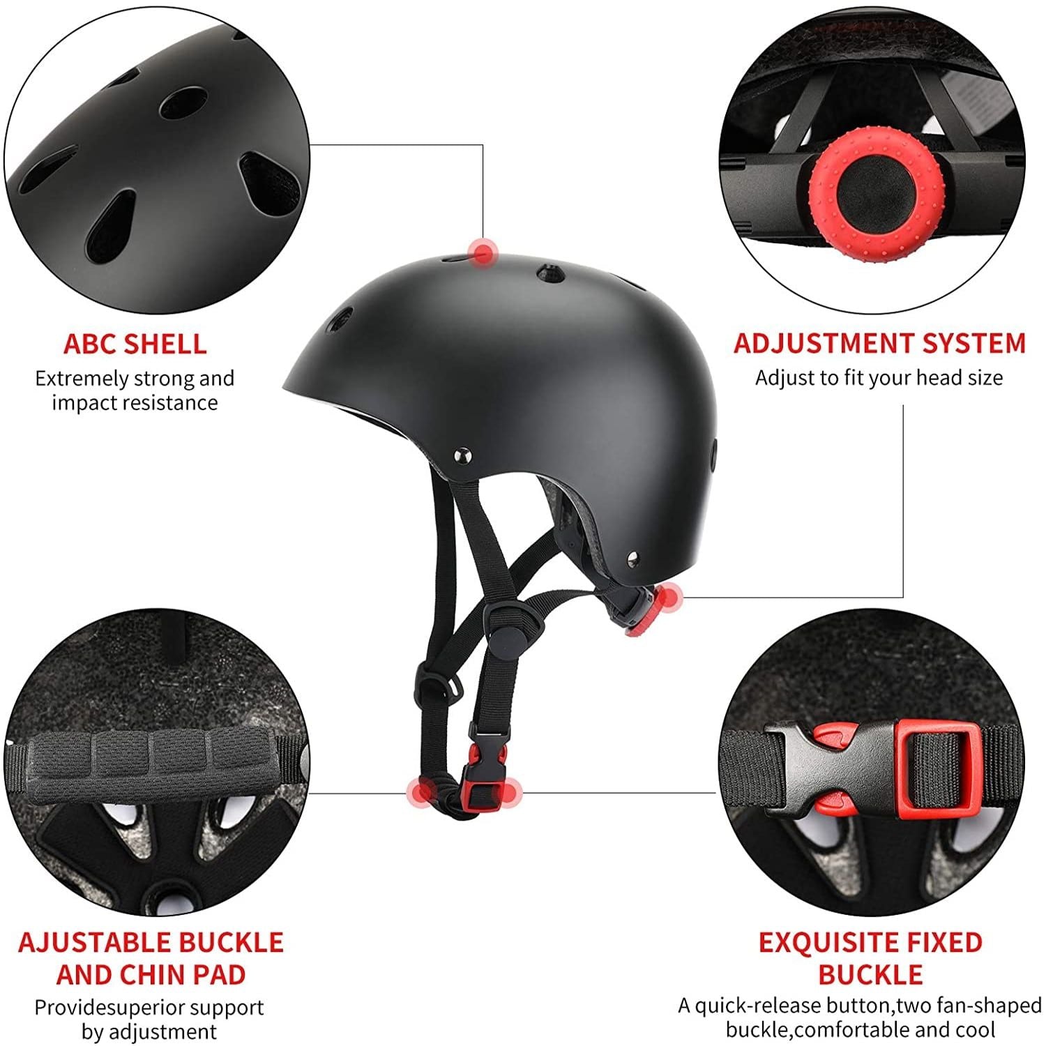 Kids Bike Helmet Set, Adjustable Helmet Elbow Wrist Guards for 3~10yrs Girls Boys, Protective Gear Set for Roller Skates Cycling Bike Rollerblading Scooter, Black EasyOptionXY LLC
