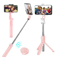 Tripod Stand Selfie Stick, Extendable Bluetooth Selfie Stick with Wireless Remote Compatible with iPhone XR/XS/X/8/Plus/7/Plus/SE/6S/6/Plus, Galaxy S9/S8/S7/S6, Android, More, Pink EasyOptionXY LLC