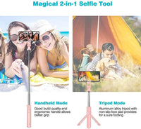 Tripod Stand Selfie Stick, Extendable Bluetooth Selfie Stick with Wireless Remote Compatible with iPhone XR/XS/X/8/Plus/7/Plus/SE/6S/6/Plus, Galaxy S9/S8/S7/S6, Android, More, Pink EasyOptionXY LLC