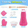 11 Pcs Kids Aprons for Girls Boys, Kids Cooking and Baking Sets, Chef Hat Apron Pretend Play Costume Set for Toddlers Age 3-8, Pink EasyOptionXY LLC