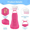 11 Pcs Kids Aprons for Girls Boys, Kids Cooking and Baking Sets, Chef Hat Apron Pretend Play Costume Set for Toddlers Age 3-8, Pink EasyOptionXY LLC