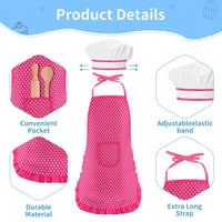 11 Pcs Kids Aprons for Girls Boys, Kids Cooking and Baking Sets, Chef Hat Apron Pretend Play Costume Set for Toddlers Age 3-8, Pink EasyOptionXY LLC