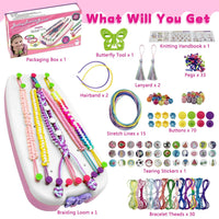 Girls Friendship Bracelet Making Kit, DIY Art Carfts Toy for Girls Age 8-12, 189 Pcs Friendship Jewelry Making Set for Christmas Birthday Gifts (Powdered White) EasyOptionXY LLC
