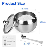 Stainless Steel Sugar Bowl, Sugar Pot with Lid and Spoon, Large Sugar Container for Home Kitchen (500 Milliliter) EasyOptionXY LLC