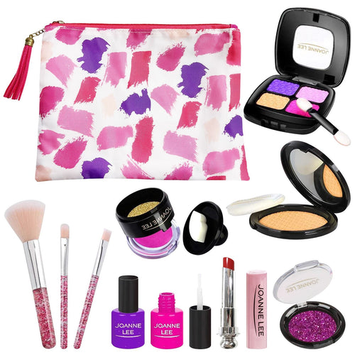 Pretend Makeup Kit for Girls, 11 Pcs Fake Makeup Set with Cosmetic Bag, Toddler Beauty Set Makeup Toy for 3, 4, 5, 6, 7, 8 Years Old Girls Birthday Gifts EasyOptionXY LLC
