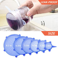 12 Pack Silicone Stretch Lids, Reusable Food Container Cover Seal with 6 Different Size, Round Storage Covers for Bowls, Mugs, Jars, Pots, Cans (Blue+Clear) EasyOptionXY LLC