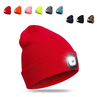 LED Beanie Hat, USB Rechargeable Hands Free Headlamp Cap, Winter Knitted Headlight, Men Dad Gifts (Red) EasyOptionXY LLC