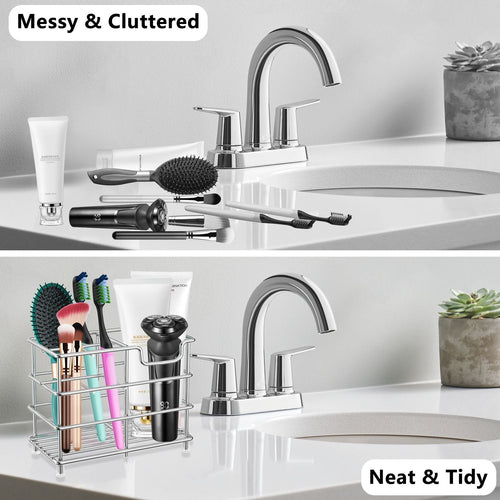 Toothbrush Holder for Bathroom, Stainless Steel Toothpaste Holder Stand with 5 Slots, Tooth Brush Organizer for for Bathroom Countertop, Silver EasyOptionXY LLC