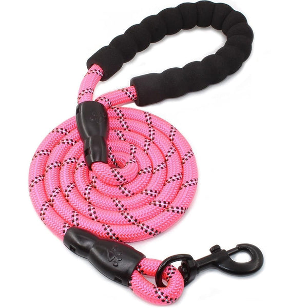 Rope Dog Leash, Heavy Duty Dog Leash with Comfortable Padded Handle and Highly Reflective Threads for Small Medium and Large Dogs, Pink EasyOptionXY LLC