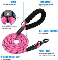 Rope Dog Leash, Heavy Duty Dog Leash with Comfortable Padded Handle and Highly Reflective Threads for Small Medium and Large Dogs, Pink EasyOptionXY LLC