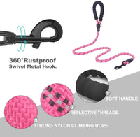 Rope Dog Leash, Heavy Duty Dog Leash with Comfortable Padded Handle and Highly Reflective Threads for Small Medium and Large Dogs, Pink EasyOptionXY LLC