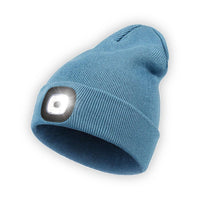LED Beanie Hat with Light, Unisex USB Rechargeable 4 LED Headlamp Cap, Winter Knitted Headlight, Men Gifts for Dad Husband (Blue) EasyOptionXY LLC