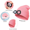 LED Beanie Hat with Light, Unisex USB Rechargeable Hands Free 4 LED Headlamp Cap, Winter Knitted Headlight, Men Gifts for Dad Husband (Pink) EasyOptionXY LLC