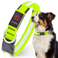 LED Dog Collar, USB Rechargeable Light Up Dog Collar, Adjustable Safety Glowing Collar for Dogs (Green, L Size) EasyOptionXY LLC