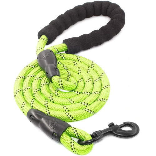 Rope Dog Leash, Heavy Duty Dog Leash with Comfortable Padded Handle and Highly Reflective Threads for Small Medium and Large Dogs, Green EasyOptionXY LLC