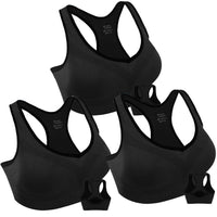 3 Pack Racerback Sports Bras for Women, Seamless High Impact Bra with Pad for Yoga Gym Fitness Workout, XL Size (Black) EasyOptionXY LLC
