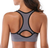 3 Pack Racerback Sports Bras for Women, Seamless High Impact Bra with Pad for Yoga Gym Workout Fitness, XL Size (Gray) EasyOptionXY LLC