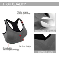 3 Pack Racerback Sports Bras for Women, Seamless High Impact Bra with Pad for Yoga Gym Workout Fitness, XXL Size (Gray) EasyOptionXY LLC