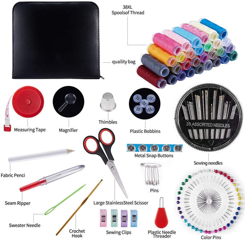 126 Pcs Sewing Kit, Portable Sewing Thread with Needle and Thread Kit, Sewing Suppliers Accessories Tools with Black Carrying Case for Quick Fixes EasyOptionXY LLC