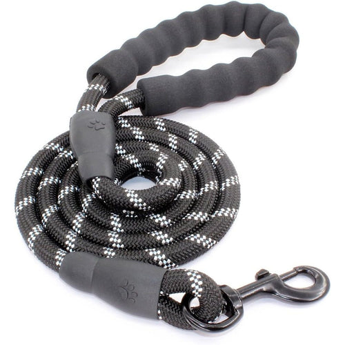 Rope Dog Leash, Heavy Duty Dog Leash with Comfortable Padded Handle and Highly Reflective Threads for Small Medium and Large Dogs, Black EasyOptionXY LLC