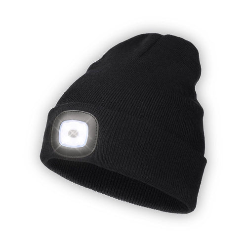 LED Beanie Hat with Light, USB Rechargeable LED Headlamp Cap, Winter Knitted Headlight for Men Dad Husband Gifts (Black) EasyOptionXY LLC