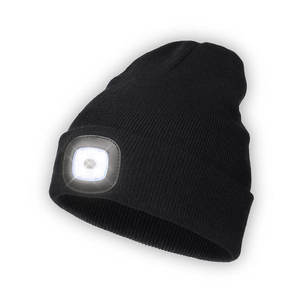 LED Beanie Hat with Light, USB Rechargeable LED Headlamp Cap, Winter Knitted Headlight for Men Dad Husband Gifts (Black) EasyOptionXY LLC