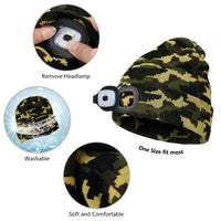 LED Beanie Hat with Light, Unisex USB Rechargeable 4 LED Headlamp Cap, Winter Knitted Headlight, Men Gifts for Dad Husband (Army Green) EasyOptionXY LLC