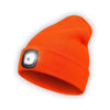 LED Beanie Hat with Light, Unisex USB Rechargeable Hands Free 4 LED Headlamp Cap, Winter Knitted Headlight, Men Gifts for Dad Husband (Orange) EasyOptionXY LLC