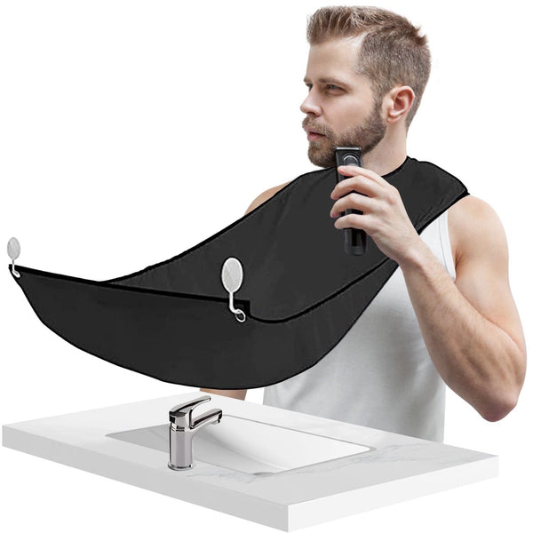 Beard Apron Cape for Men, Non-Stick Beard Bib with Suction Cups, Portable Beard Apron for Shaving Trimming, Gift for Dad and Husband, Black EasyOptionXY LLC