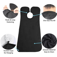 Beard Apron Cape for Men, Non-Stick Beard Bib with Suction Cups, Portable Beard Apron for Shaving Trimming, Gift for Dad and Husband, Black EasyOptionXY LLC