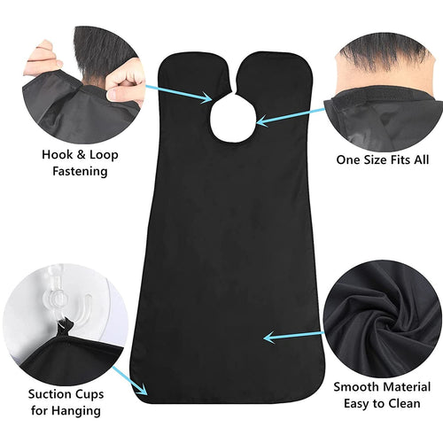 Beard Apron Cape for Men, Non-Stick Beard Bib with Suction Cups, Portable Beard Apron for Shaving Trimming, Gift for Dad and Husband, Black EasyOptionXY LLC