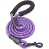 Rope Dog Leash, Heavy Duty Dog Leash with Comfortable Padded Handle and Highly Reflective Threads for Small Medium and Large Dogs, Purple EasyOptionXY LLC