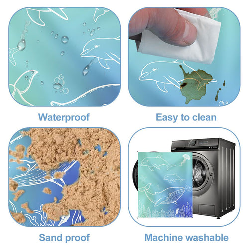 Beach Blanket, Oversized 80" X 95'' Beach Mat for 3-7adults, Waterproof Sand Free Outdoor Picnic Mat for Travel Hiking Camping (Ocean Style) EasyOptionXY LLC