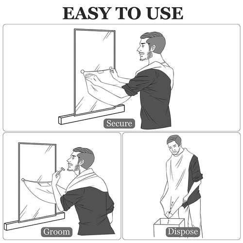 Beard Apron Cape for Men, Non-Stick Beard Bib with Suction Cups, Portable Beard Apron for Shaving Trimming, Gift for Dad and Husband, White EasyOptionXY LLC