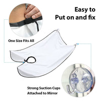 Beard Apron Cape for Men, Non-Stick Beard Bib with Suction Cups, Portable Beard Apron for Shaving Trimming, Gift for Dad and Husband, White EasyOptionXY LLC