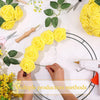 25 Pcs Artificial Rose Flowers, Foam Fake Flowers DIY Bouquets with Leaves and Stems for Wedding Party DIY Bouquets, Baby Shower, Home Decoration (Yellow) EasyOptionXY LLC