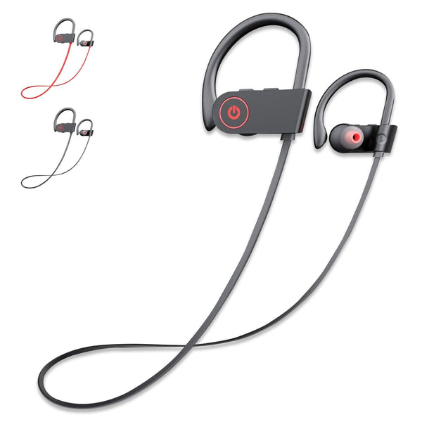Bluetooth Headphones, Wireless Sport Earphones, 8 Hrs of Playtime, IPX7 Waterproof Earbuds with Bass Stereo Mic for Workout, Running and Gym (Black) EasyOptionXY LLC