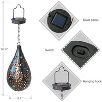 Hanging Solar Lantern Lights, Boho Decorative LED Garden Lights, Waterproof Solar Metal Lamp for Outdoor Patio Lawn Decor EasyOptionXY LLC
