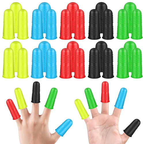 Silicone Finger Protectors Cap Covers, 30 Pcs Fingers Tip Pads Grips, Hot Glue Finger Caps Guard Protectors for Counting Sorting Sewing Adhesive Wax Resin (3 Size, 5 Colors) EasyOptionXY LLC