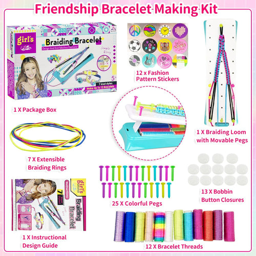 Friendship Bracelet Making Kit, DIY Arts and Crafts Kit Toys for Teen Girls Travel Activity Set Gifts for Age 6 7 8 9 10 11 12 Year Old Girls EasyOptionXY LLC