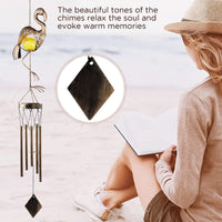 Solar Flamingo Wind Chime, Wind Chimes Flamingo Decor, Outdoor Solar Light Memorial Gift for Women Grandma Garden Decor EasyOptionXY LLC